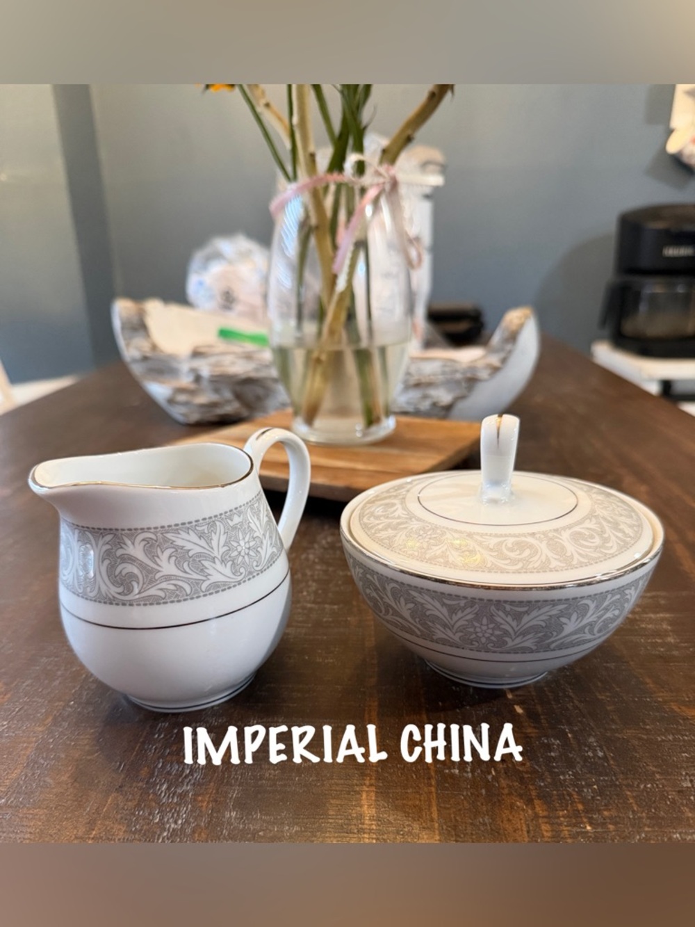 Imperial Collectible China NWOT CREAMER AND SUGAR BOWL WITH LID